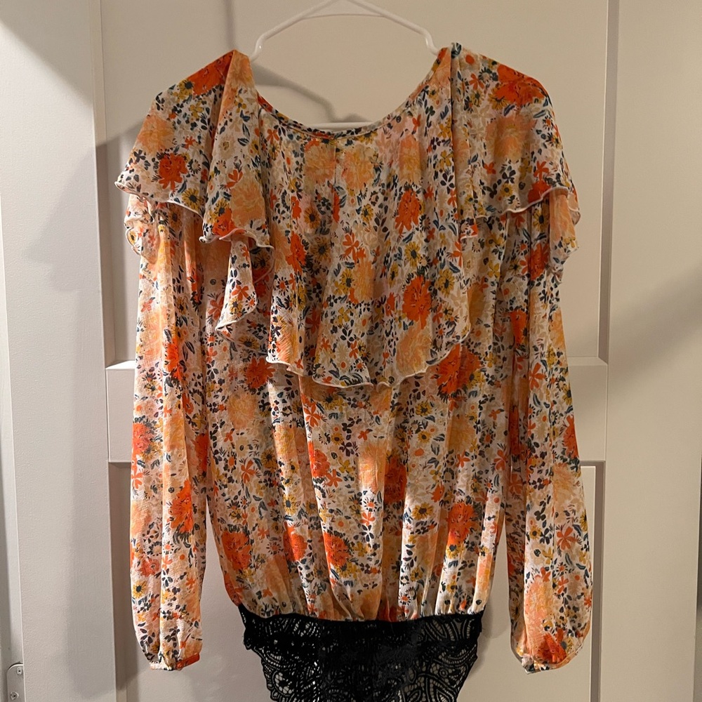 Free People Ruffled Keyhole Blouse - Picture 2 of 5